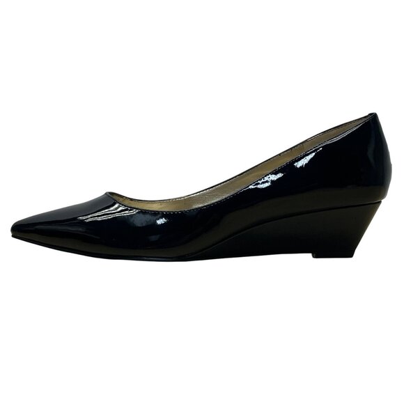 Bandolino Women’s Black Faux Patent Leather Yara Wedge Pumps Size 10M - Picture 4 of 11